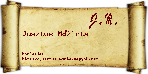 Jusztus Márta névjegykártya